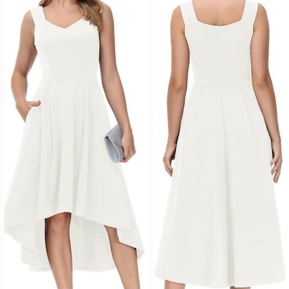 High Low A Line Summer Midi Dress - Picture 2 of 8